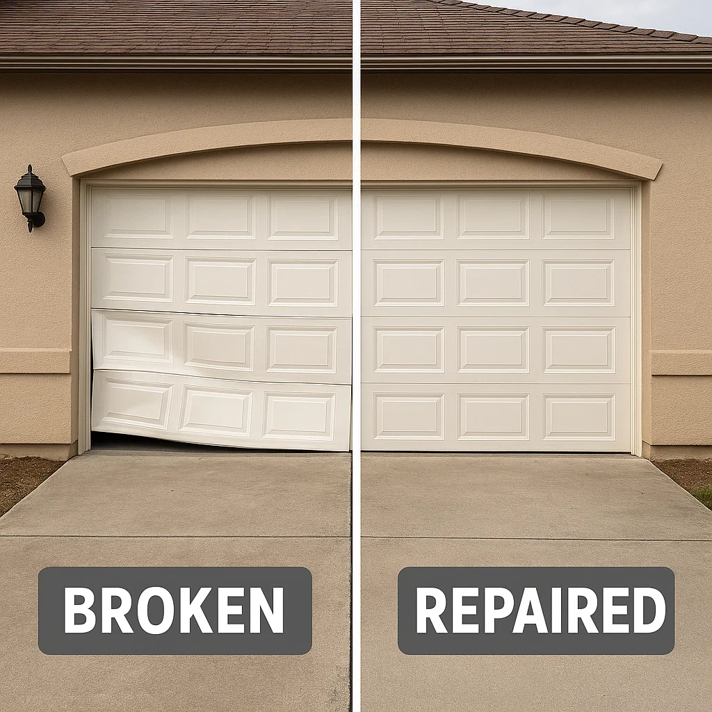 Fully repaired or replaced garage door at Sterling Heights MI home after service.